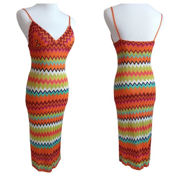 MISSONI Crochet Knit Maxi Mid Dress Smocked Cardigan Set Pristine 40/4 Two Piece - Picture 3 of 16